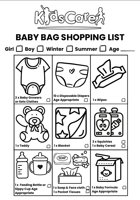 Baby Bag colouring page preview