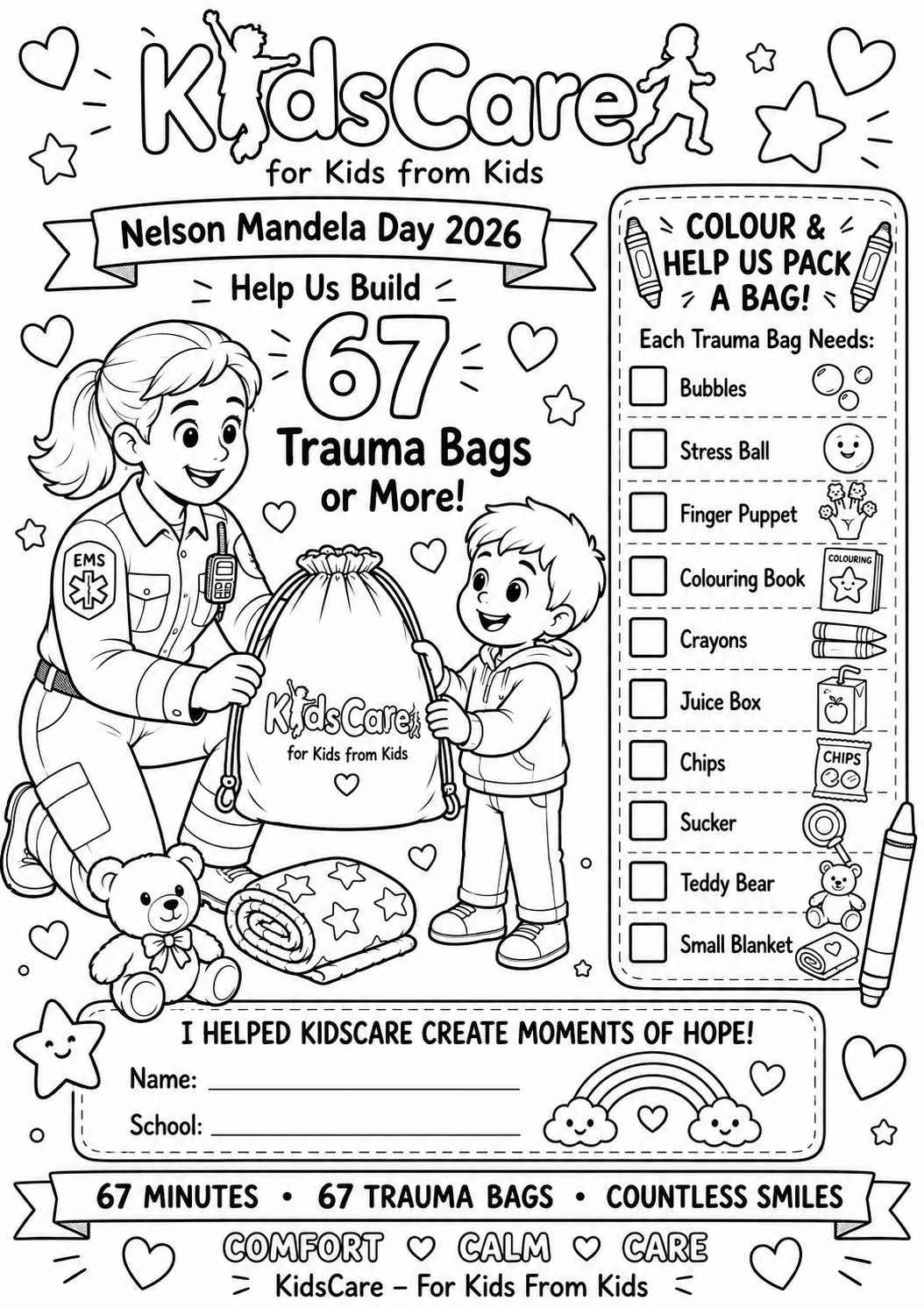 Trauma Bag colouring page preview